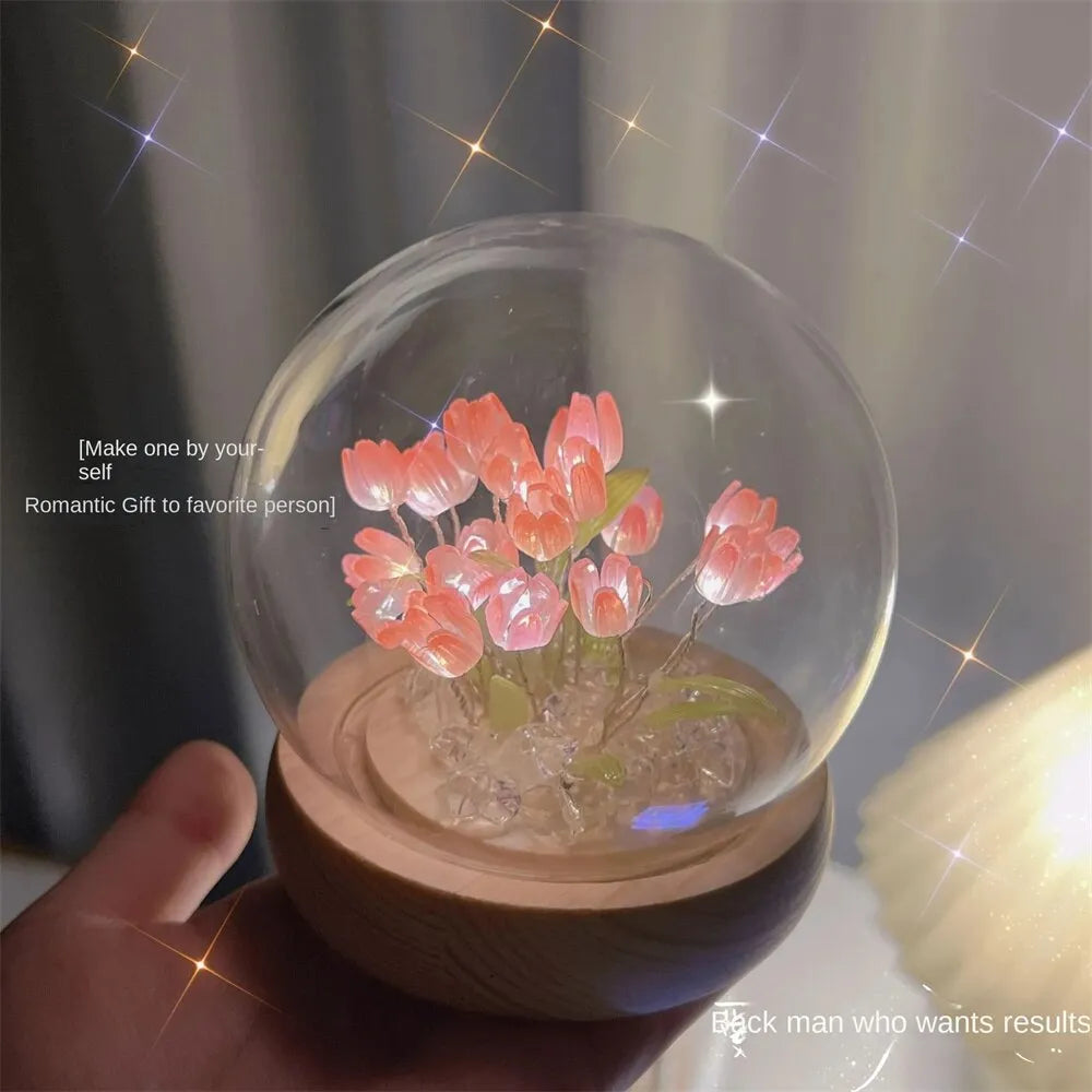 Artificial Tulip Flower Handmade LED Night Light