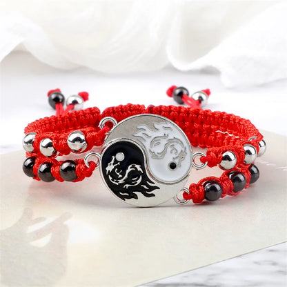 Dragon Tai Chi Gossip Braided Bracelet for Womens Mens