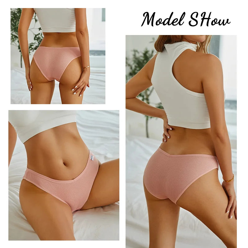 3pcs Womens Cotton Panties Sexy Intimates Low Rise Underwear Soft