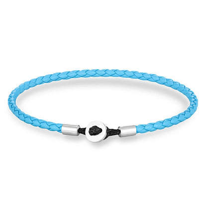 Unisex Simple Style Stainless Steel Button Braided Leather Bracelet