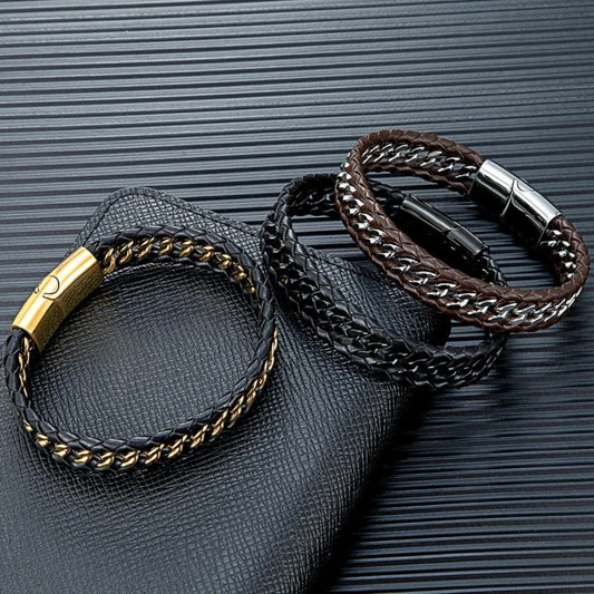 Punk Men Braided Woven Leather Bracelets for Friend Charm