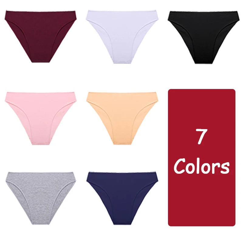 4pcs Cotton Panties Low Waist Briefs Ladies Sexy Underpants