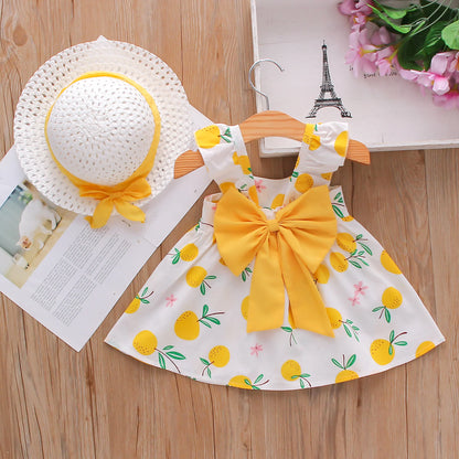 Baby Girl Dress Fruit Print Cotton Summer Comfortable Breathable