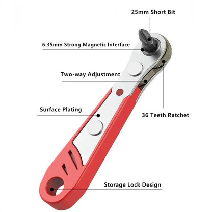 Multifunctional Bidirectional Ratchet Screwdriver Magnetic Wrench