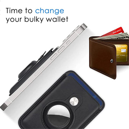 Magnetic Card Holder Wallet Built in AirTag Pocket for MagSafe for iPhone