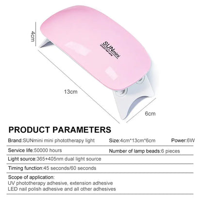 6W Mini Nail Dryer Machine Manicure Lamp For Drying Polish Varnish