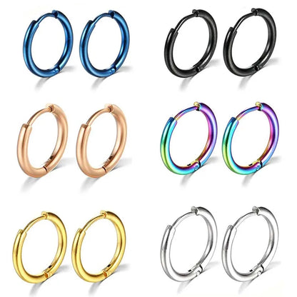 1Pair Stainless Steel Hoop Earrings Womens Mens Small Earring