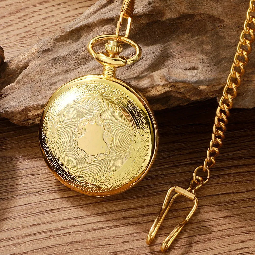 Roman Numeral Quartz Pocket Watch Necklace Pendant