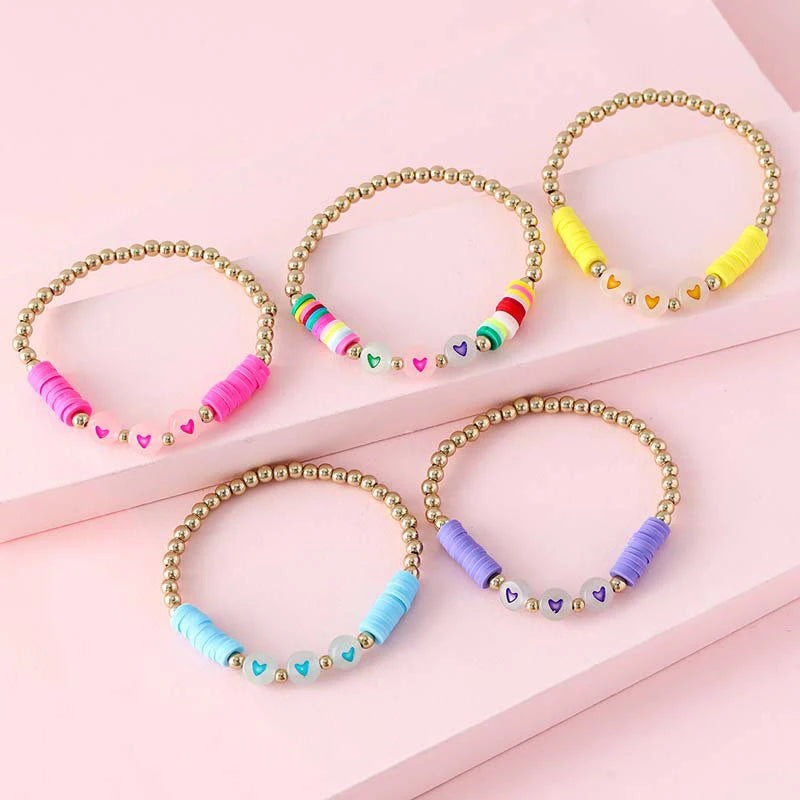 5pcs Handmade Luminous Love Heart Beads Girls Kids Bracelet