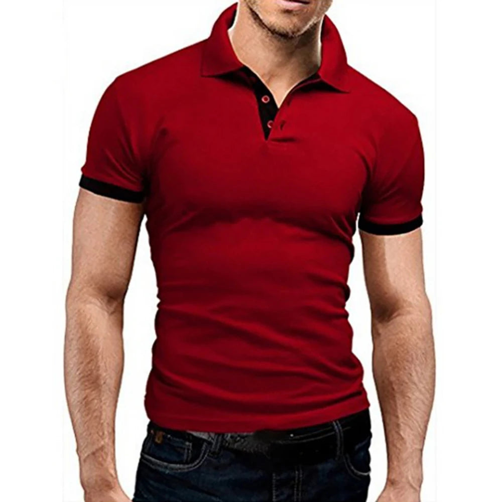 Summer Mens Collar Hollow Short Sleeved Polo Shirt Breathable