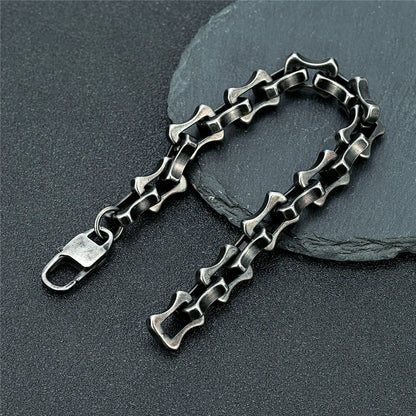 Locomotive Vintage Oxidized Black Keel Chain Link Men Bracelet