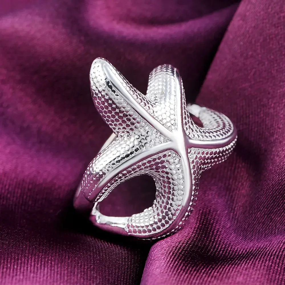 925 Sterling Silver Big Starfish Rings For Women