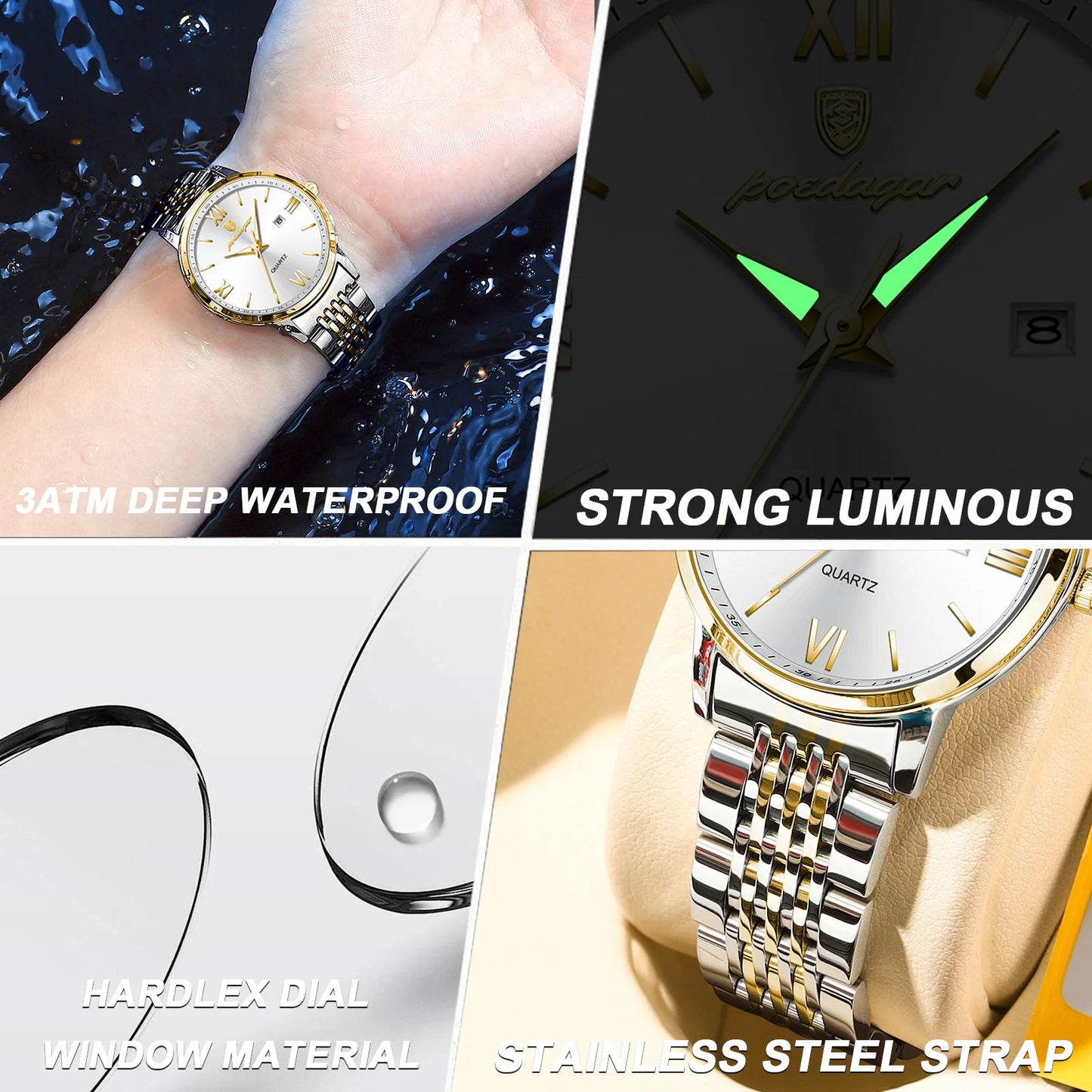 Luxury Watch For Woman Waterproof Luminous Date Quartz Ladies Wristwatch