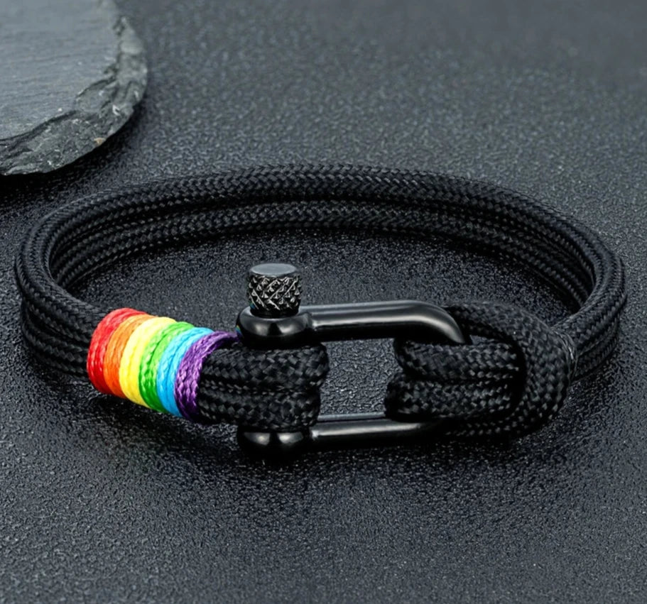 Unisex Stainless Steel U shape Trendy Rainbow Couple Bracelet