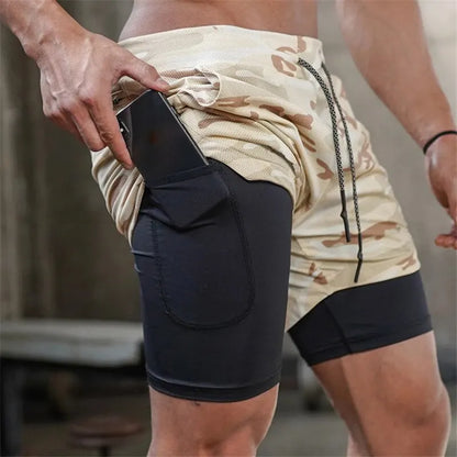 Mens Running Short 2 In 1 Double Deck Quick Dry Gym Sportswear