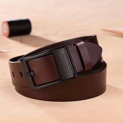 Leather Cowhide Mens Belt Fashion Metal Alloy Pin Buckle