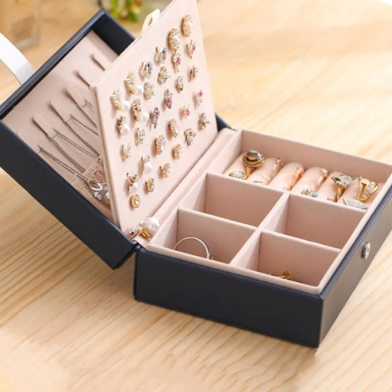 Double Layer Leather Jewelry Box