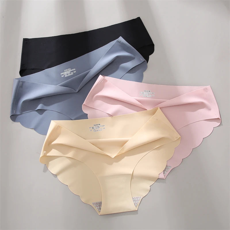 Womens Seamless Panties 3pcs Low Waist Briefs Ladies Soft Underwear