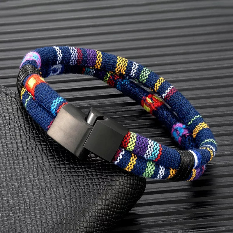 Unisex Handmade Woven Double Layer Surfer Waterproof Rope Bracelet