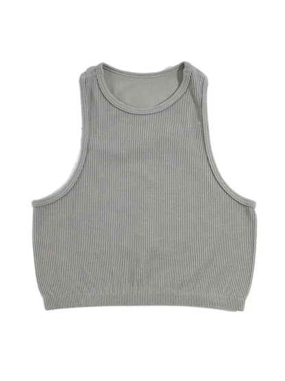 Crop Top Womens Sports Tank Seamless Sleeveless Yoga