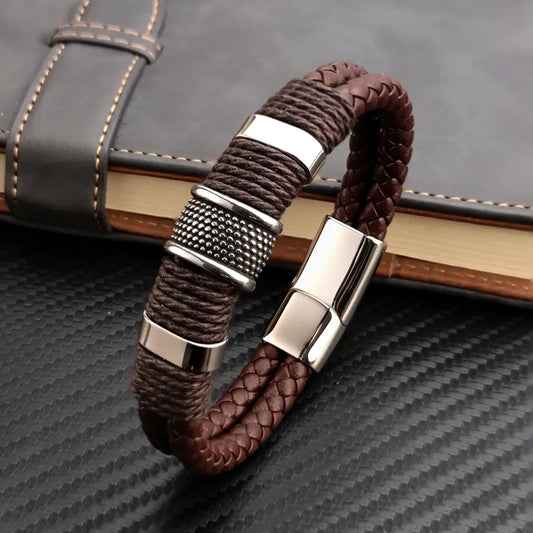 Luxury Vintage Multilayer Leather Mens Bracelet