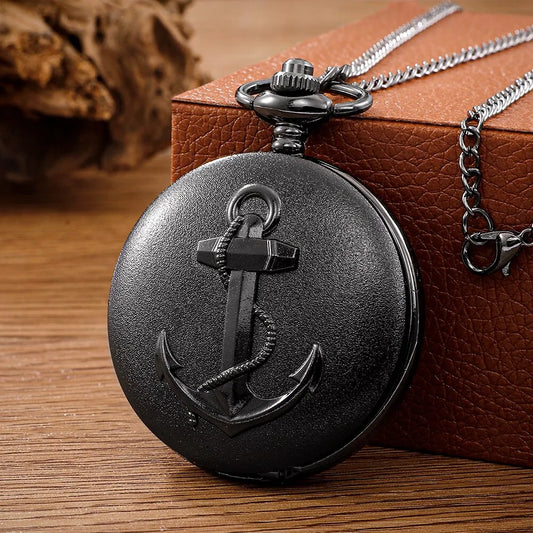 Pirate Anchor Quarzt Pocket Watch Chain Necklace