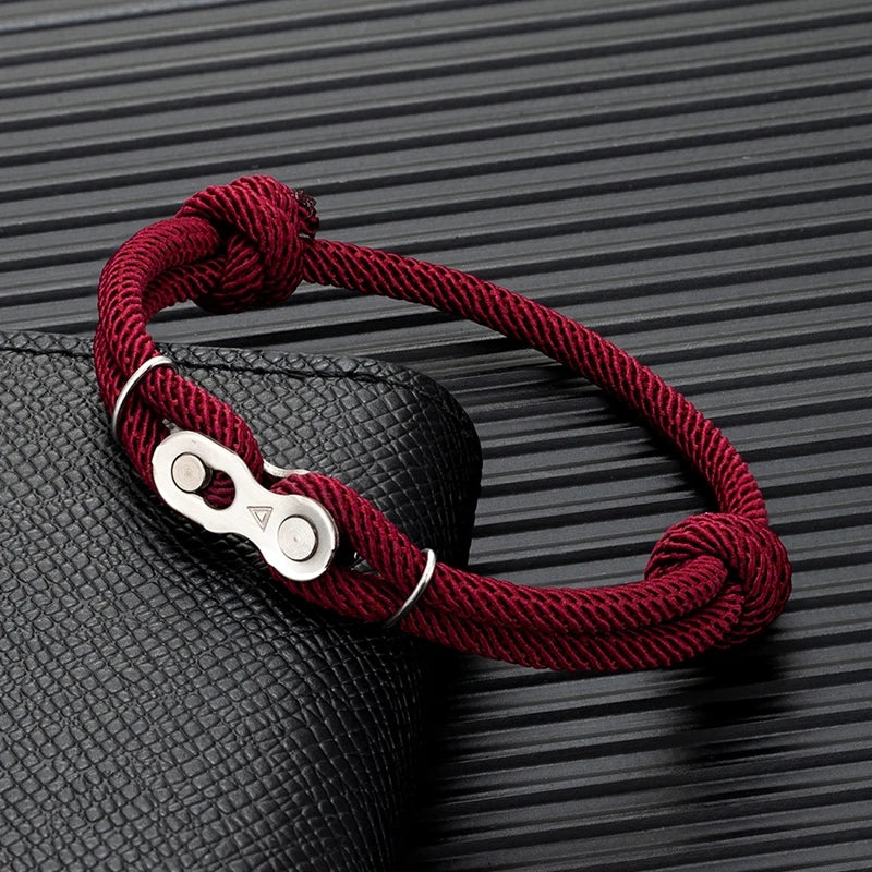 Mens Adjustable Nautical Rope Bracelet Magic Buckle