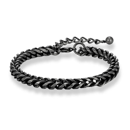 Retro Oxidized 6MM Cuban Bracelet Punk Men Stainless Steel Biker Chain