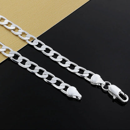 Classic Mens 925 Sterling Silver Necklace High Quality 8MM