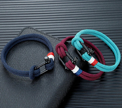 Braided Rope Couple Bracelet Stainless Steel U Shape Shackle Buckle Survival