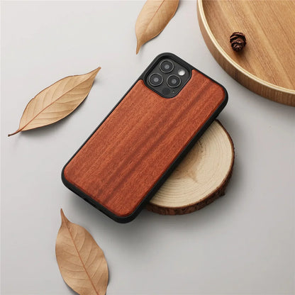 Real Wood Back Case for iPhone 11 12 13 14 15 Plus Pro Max