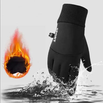 Black Winter Warm Waterproof Cycling Outdoor Fleece Gloves