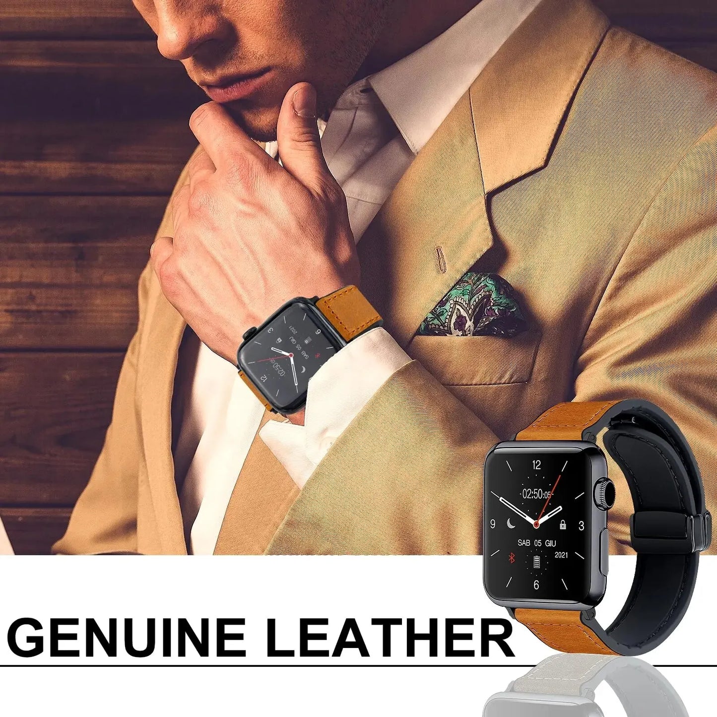 Strap for Apple watch band 45mm 44mm 40mm 42 41mm 49mm Leather