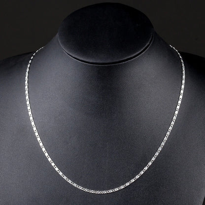 925 Sterling Silver 2MM Flat Clavicle Chains Necklaces for Men Women