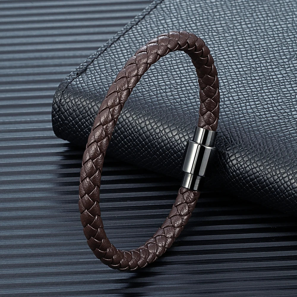 Minimalist Men Women Braided Leather Bracelet Handmade