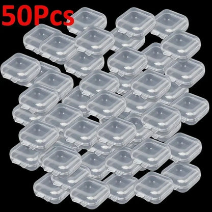 Mini Plastic Jewelry Storage Box Square Transparent Flip Portable