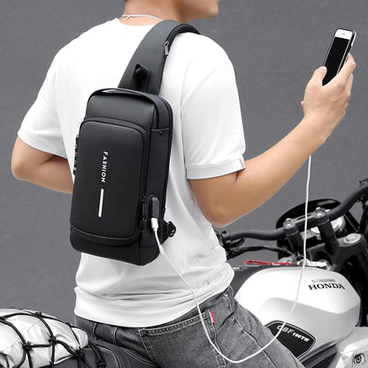 Mens Multifunction Anti Theft USB Shoulder Bag