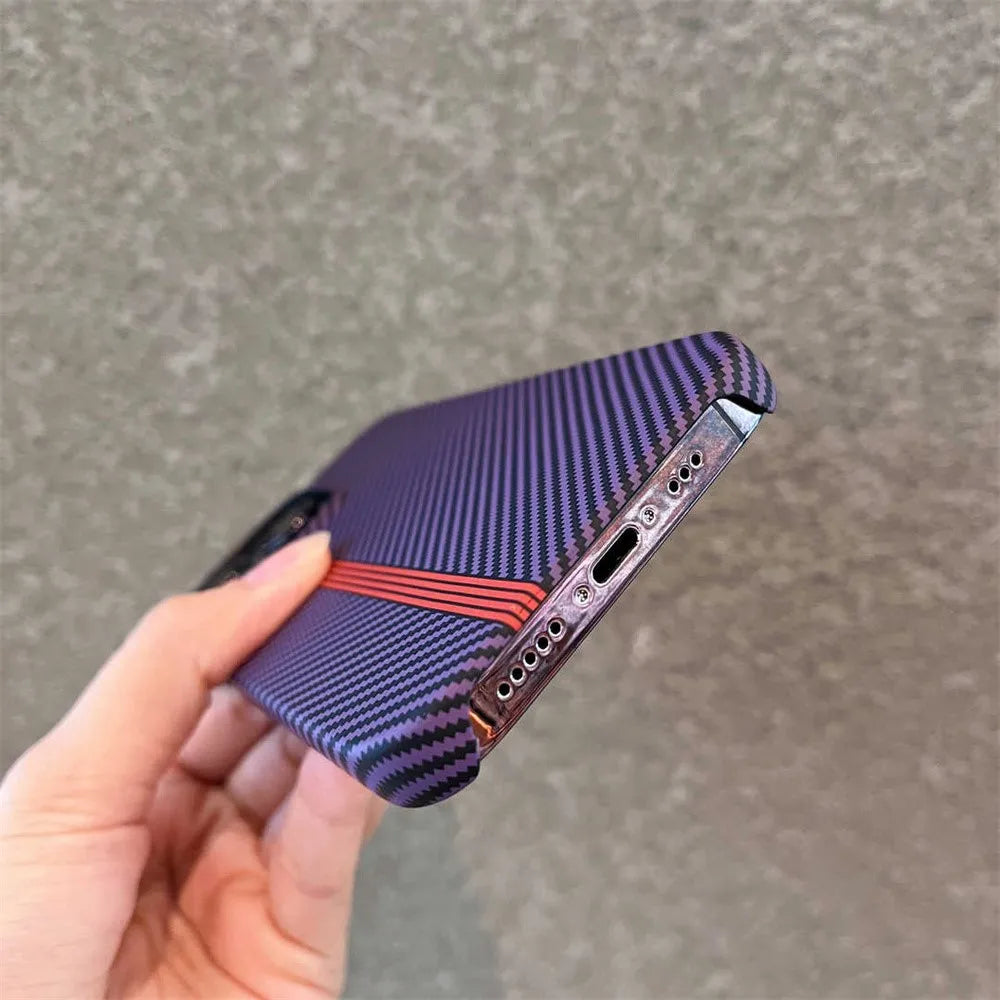 Ultra Thin Carbon Fiber Pattern Cooling Case for iPhone 15 14 13 12