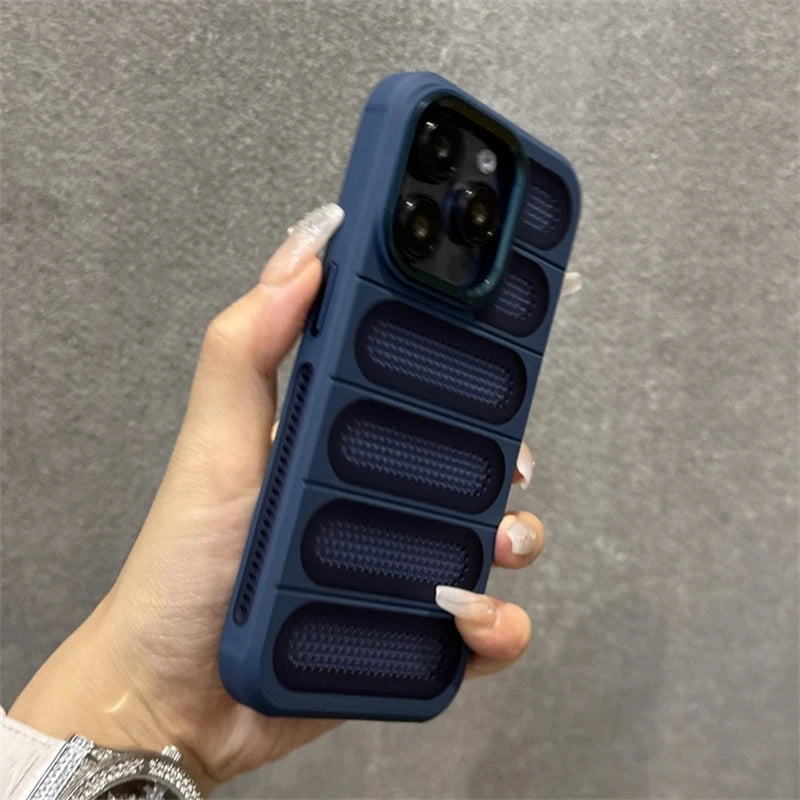 Luxury Heat Dissipation Breathable Hole Case For iPhone 16 15 14 13 12