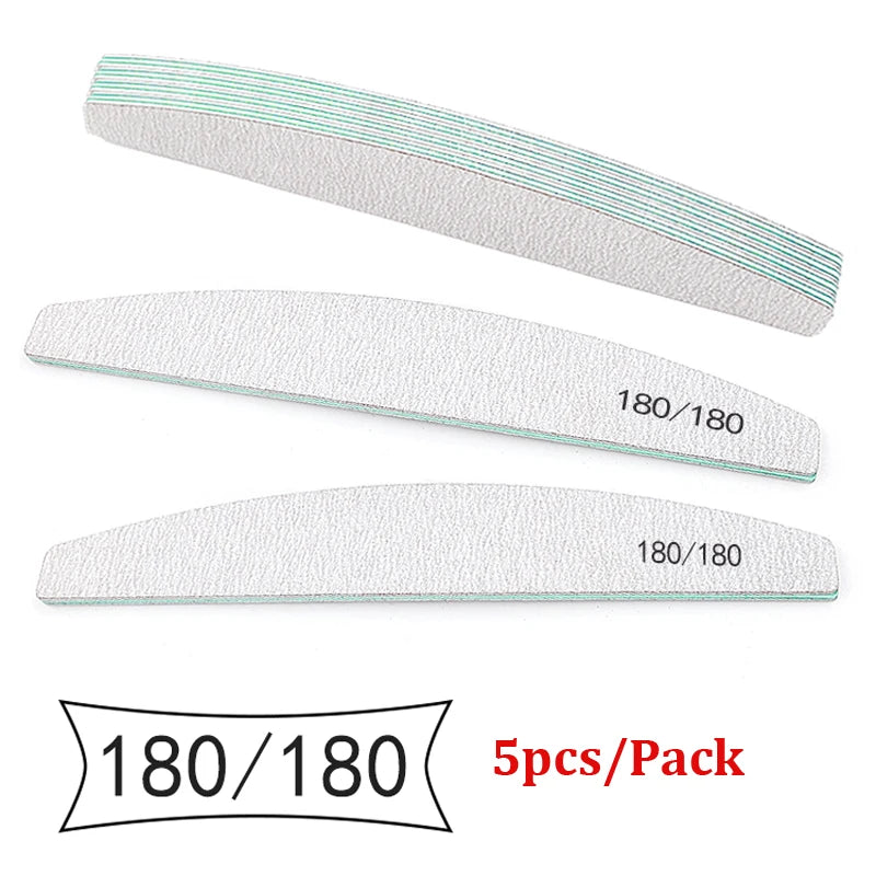5pcs Nail File Mix Color Limas Grit Professional Sandpaper Cuticle Remover