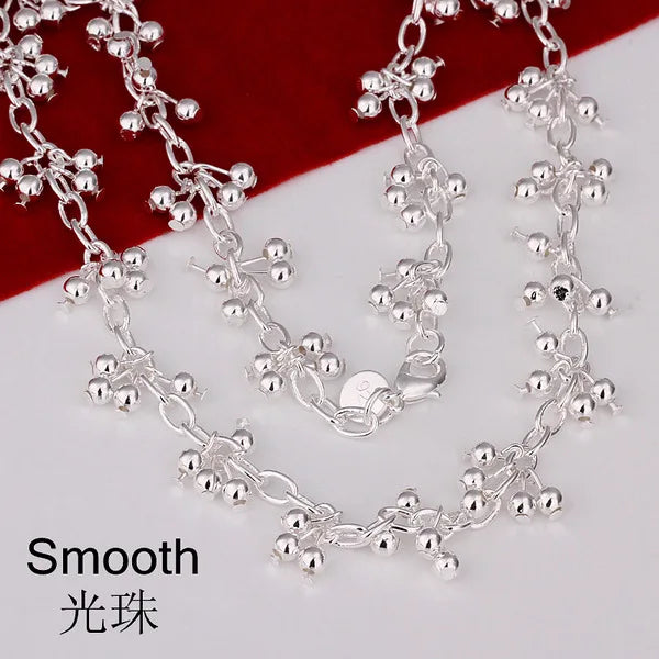 925 Sterling Silver Beautiful Beads Bracelets Neckalce Set for Women