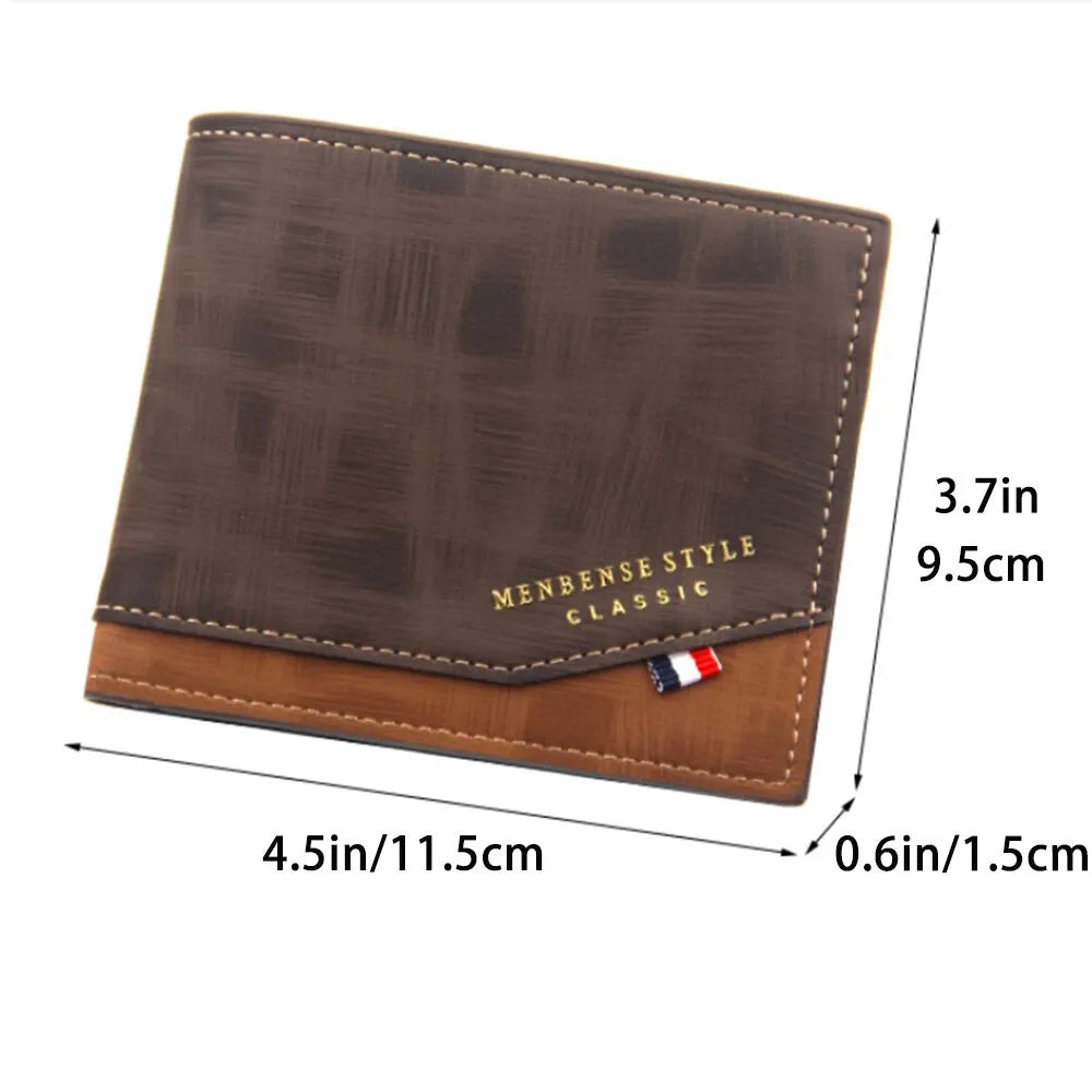 Men's Short Frosted Large Capacity Leather Wallet