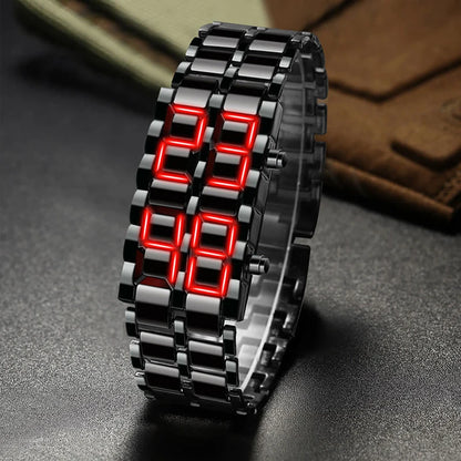 Mens Digital Lava Wrist Watch Red Blue LED Display