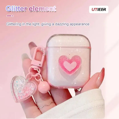 Cute Glitter Love Crystal Headphone Cover Pendant for Apple Airpods