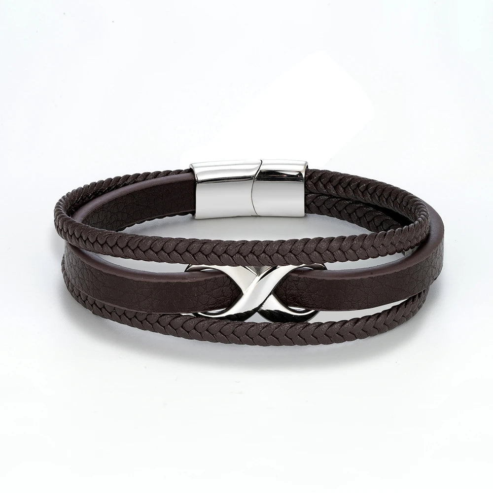 Men Women Multilayer Braided Leather Bracelets Forver Love Infinity