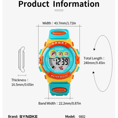 SYNOKE Sport Watch For Kids Colorful 50M Waterproof