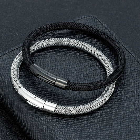 Men 6mm Steel Wire Waterproof Rope Bracelet