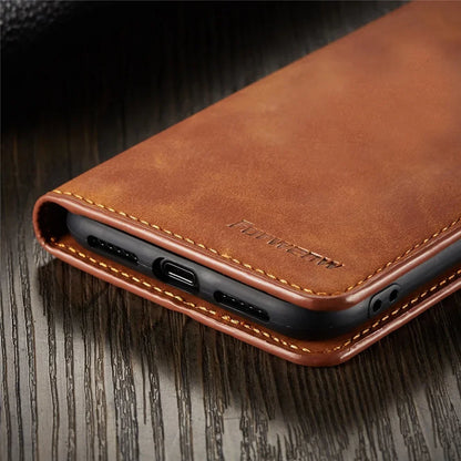 Thin Suede Leather Wallet Case for iPhone 11 12 13 14 15 16 Pro Max Mini