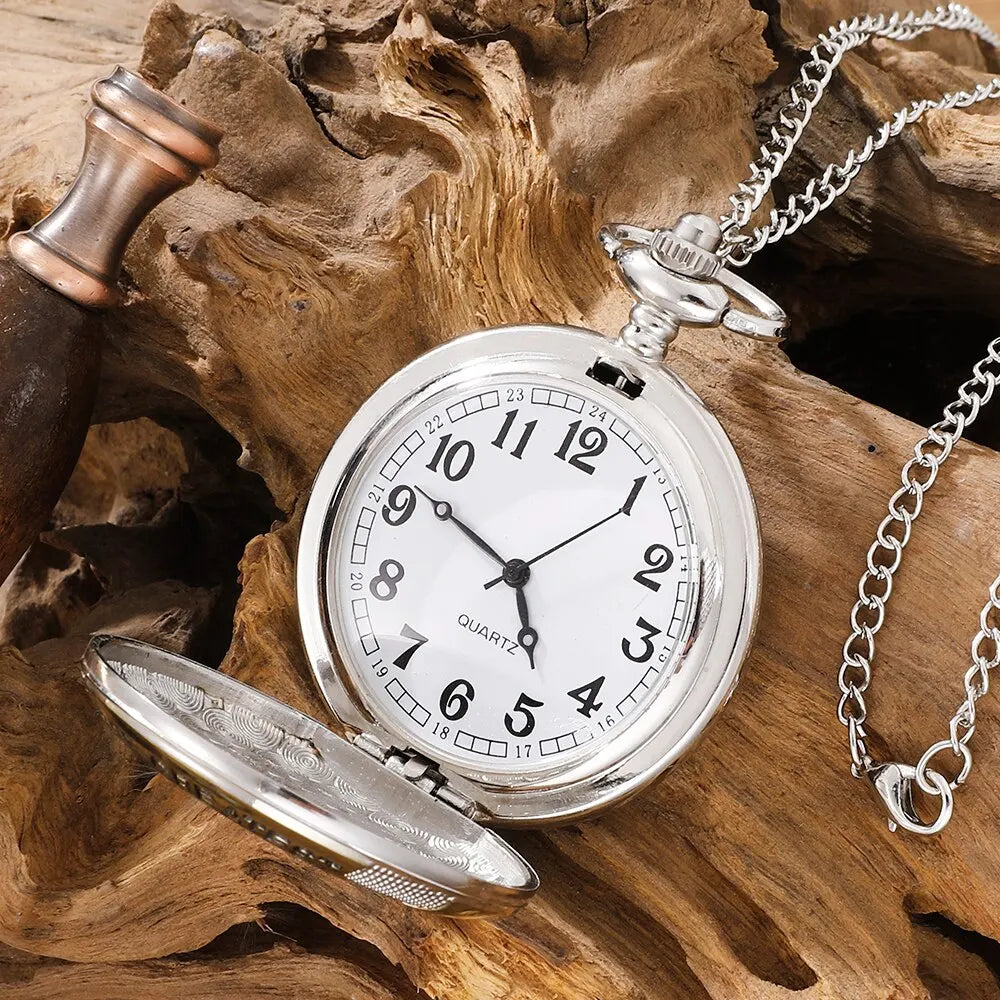 THE GREATEST DAD Mens Quartz Pocket Watch Fob Chain Necklace