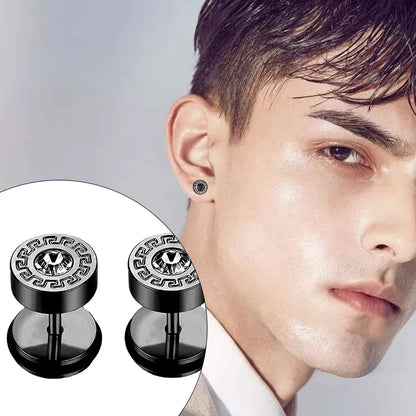 Unisex Barbell Ear Piercing Stud Earrings Punk Stainless Steel